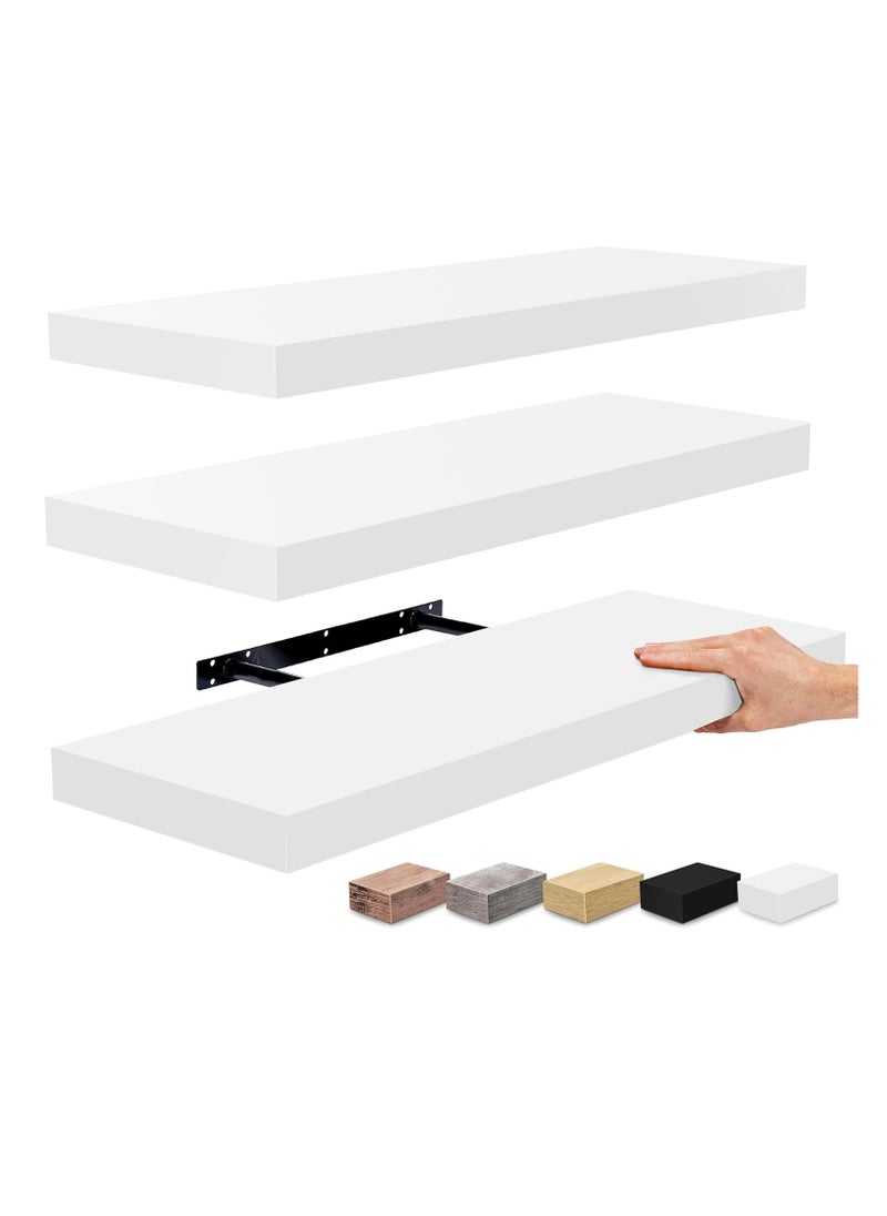 Arabest Floating Shelves for Wall - 24 Inch Wall Shelves for Bedroom, Kitchen Decor, Bathroom Shelves - 3 Black Floating Shelves for Wall Decor, Books, Storage - Wall Mounted with Invisible Brackets  - Image 1
