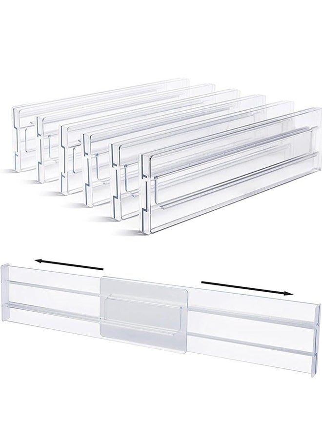 Topyich 6PCS Expandable Drawer Divider, Clear Kitchen Separators Adjustable 10.8-20.4, Dresser Organizer Separators for Divide Kitchen Utensils Clothes Cosmetics Stationeries  - Image 1