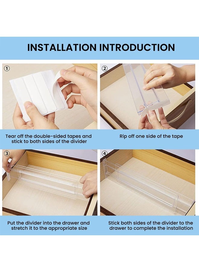 Topyich 6PCS Expandable Drawer Divider, Clear Kitchen Separators Adjustable 10.8-20.4, Dresser Organizer Separators for Divide Kitchen Utensils Clothes Cosmetics Stationeries  - Image 3