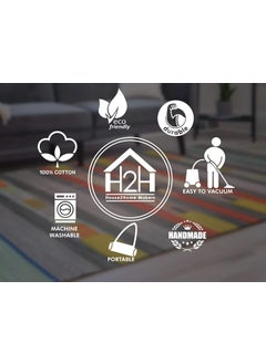 H2H House2Home - Area Rug for Living Room ~4x6 feet 100% Cotton, Traditional Rug |Suitable as Living Area Rug, Dining Hall Rug, Large Bedroom Rug, Outdoor Rug |XL Size 120cm X 180cm (Dark Green)  - Image 4