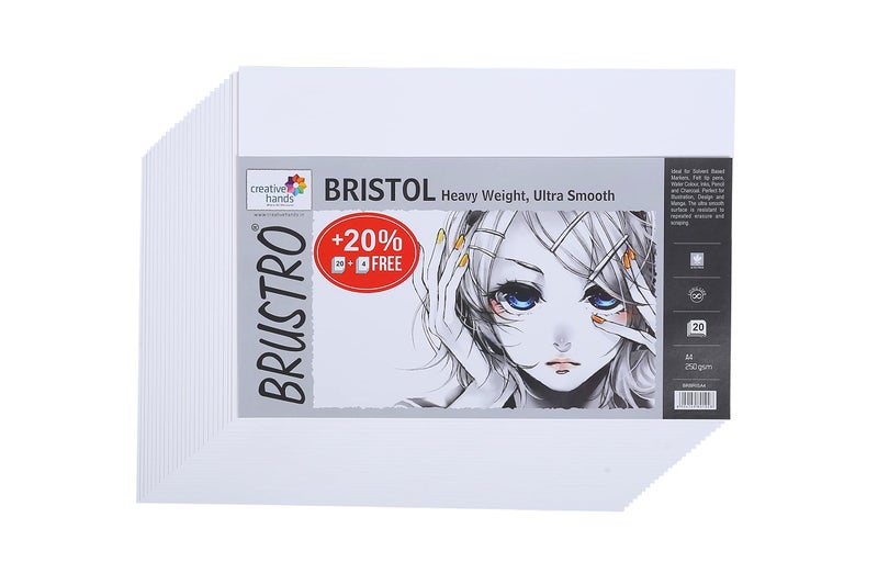 BRUSTRO Set of 9 Technical Pens with Bristol Ultra Smooth A4 Size (20 +4 Sheets) - Image 5