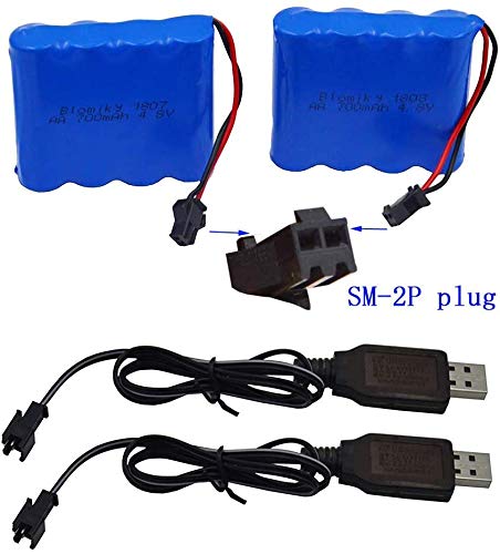 Blomiky 2 Pack 4.8V 700mAH Ni-Cd Battery Pack and 2 USB Cable Suitable for SY-E511 RC Excavator C181 C182 C185 1/18 Scale RC Truck / C181 Battery & USB 2 - Image 2