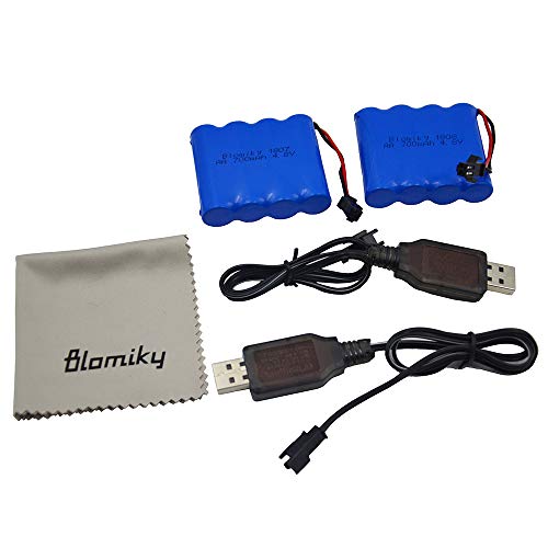 Blomiky 2 Pack 4.8V 700mAH Ni-Cd Battery Pack and 2 USB Cable Suitable for SY-E511 RC Excavator C181 C182 C185 1/18 Scale RC Truck / C181 Battery & USB 2 - Image 3