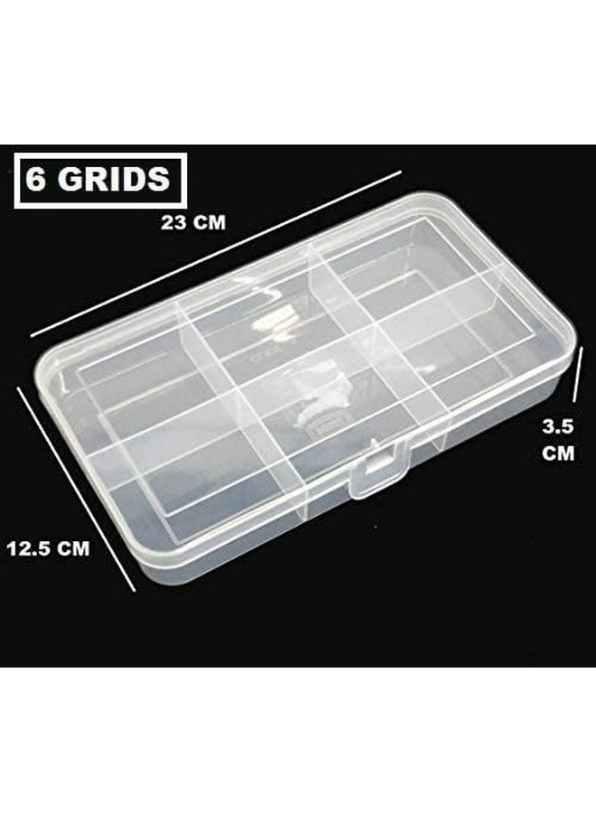 CSM ® Jewellery Case Organiser Rectangular Plastic Storage Box with dividers 6 Grids - Pack of 2 Boxes (Transparent) - Image 3