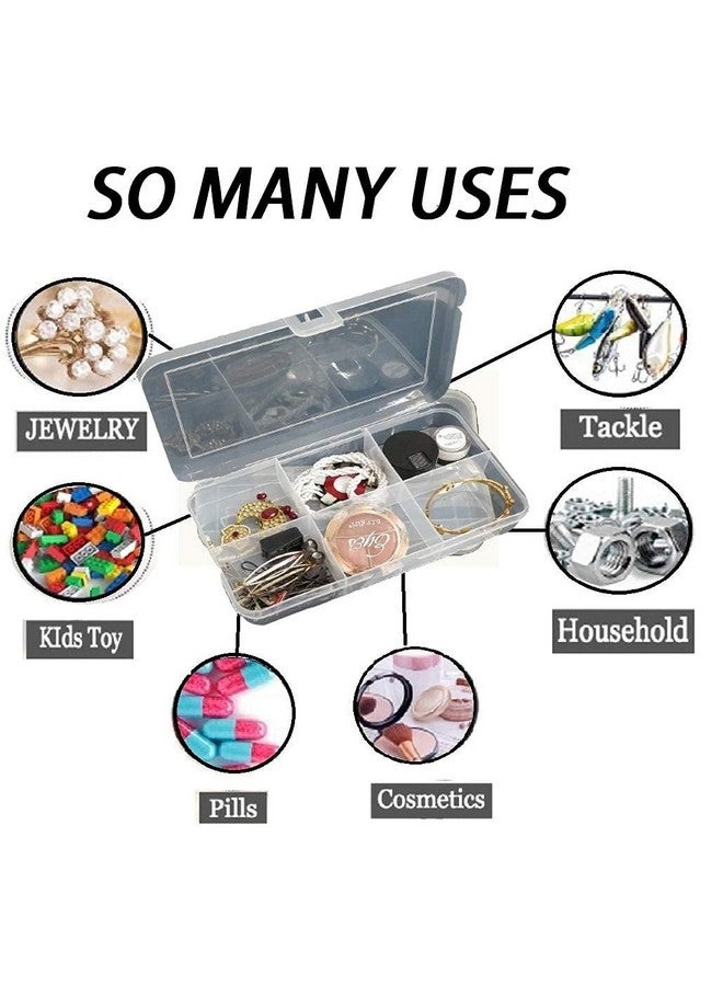 CSM ® Jewellery Case Organiser Rectangular Plastic Storage Box with dividers 6 Grids - Pack of 2 Boxes (Transparent) - Image 5