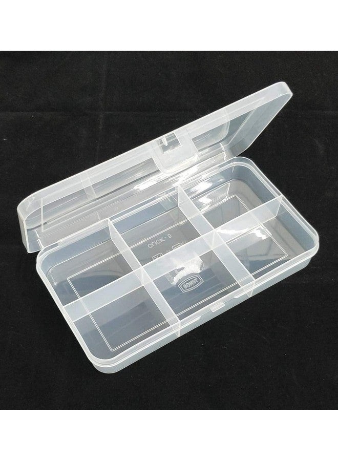 CSM ® Jewellery Case Organiser Rectangular Plastic Storage Box with dividers 6 Grids - Pack of 2 Boxes (Transparent) - Image 4