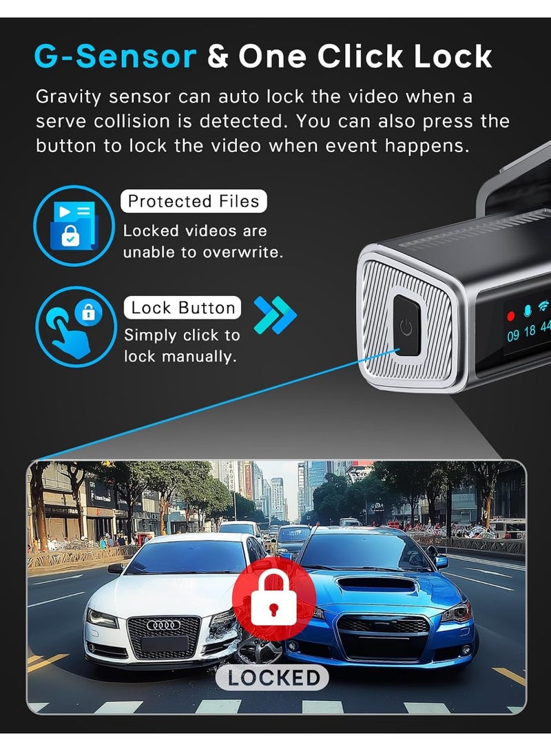 navycrest Dash Cam Car Front Rear 4K + 1080P, 5GHz WiFi Dash Cam with 32GB SD Card - Image 4