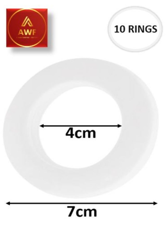 AL WADI FURNITURE AWF Al Wadi Furniture Pack of 10 White Curtain Grommets Round Plastic Curtain Eyelet Rings with nano-scale silencer ring, DIY Rings for Window Curtain, Shower Curtain, Locker Room Door Curtain  - Image 2
