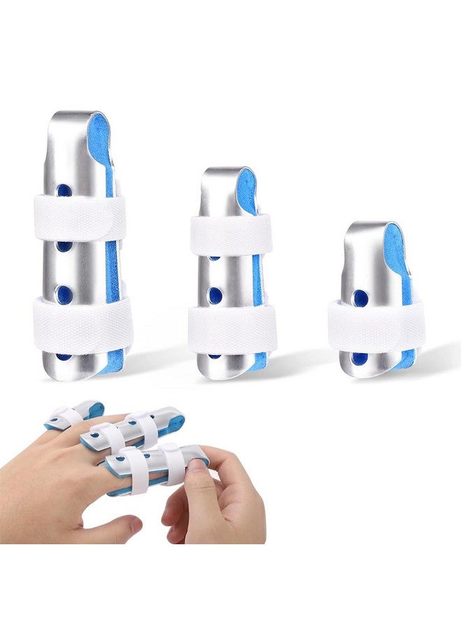 HANNEA® Aluminum Alloy finger splint, 3Pcs Finger Cot Splint Dual Hook and Loop Closure Strap Adjustable Finger SplintsPosture Corrector for Finger Fractures, Dislocations, Sprains Finger Brace - Image 1