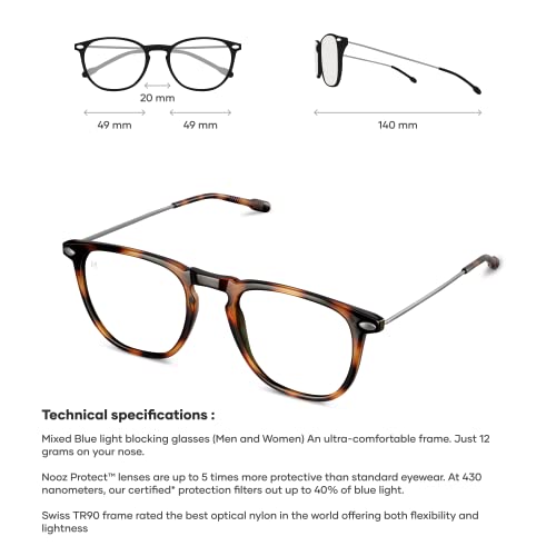Nooz نظارات NOOZ Optics المضادة للضوء الأزرق - نظارات خفيفة بدون تصحيح للنساء والرجال مع علبة مدمجة على شكل دينو مربع - Image 3