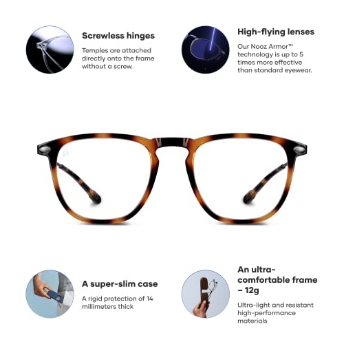 Nooz نظارات NOOZ Optics المضادة للضوء الأزرق - نظارات خفيفة بدون تصحيح للنساء والرجال مع علبة مدمجة على شكل دينو مربع - Image 2