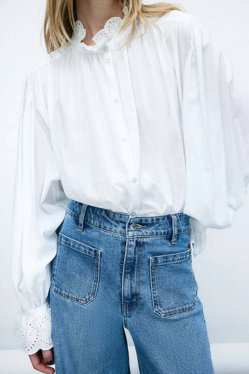 H&M Broderie anglaise-detail blouse