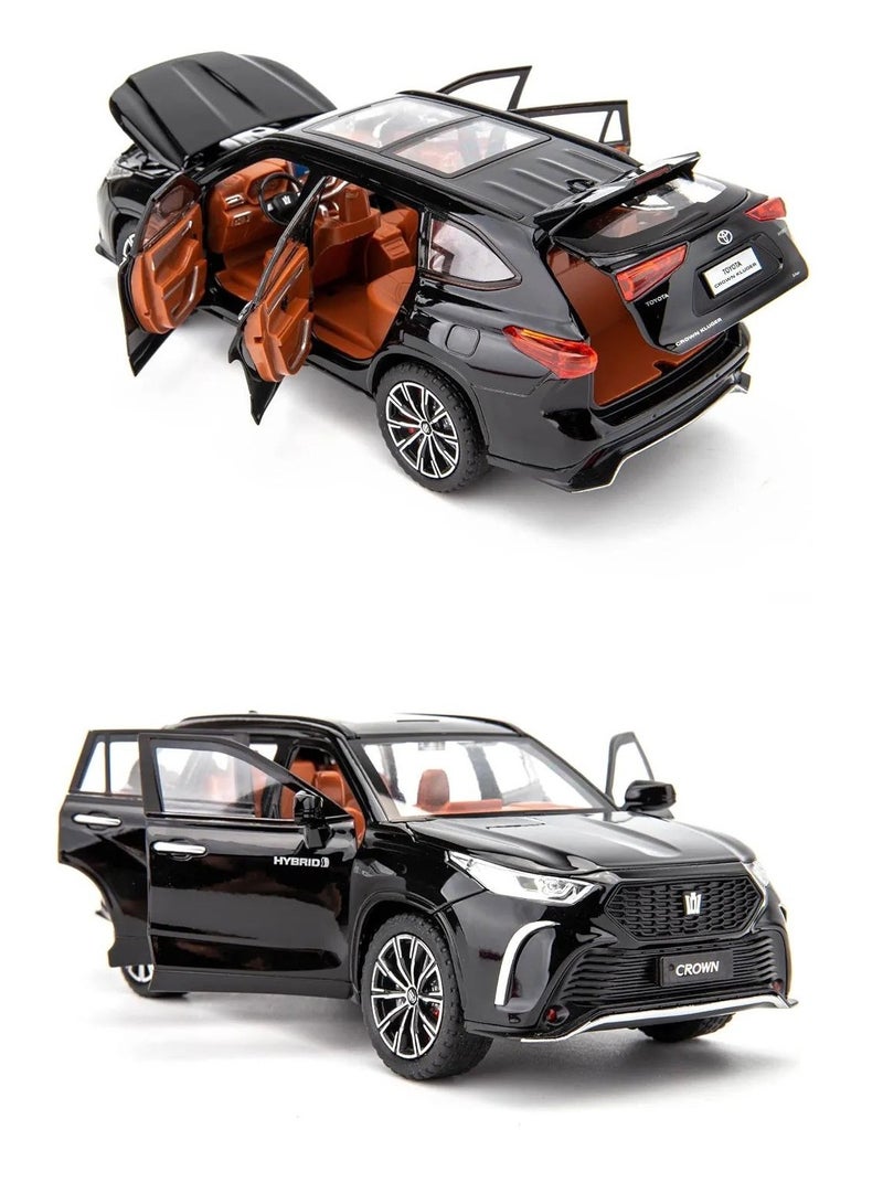 داي كاست 1:24 متوافقة مع لعبة سيارة تويوتا كراون كلوجر النموذجية، سيارة لعبة من سبائك الزنك قابلة للسحب للخلف مع صوت وإضاءة للأطفال والكبار (أسود) - Image 1