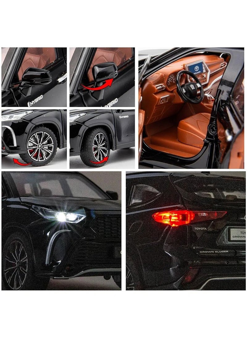 داي كاست 1:24 متوافقة مع لعبة سيارة تويوتا كراون كلوجر النموذجية، سيارة لعبة من سبائك الزنك قابلة للسحب للخلف مع صوت وإضاءة للأطفال والكبار (أسود) - Image 2