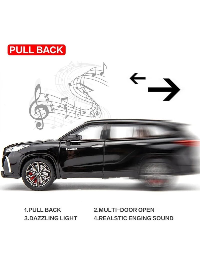 داي كاست 1:24 متوافقة مع لعبة سيارة تويوتا كراون كلوجر النموذجية، سيارة لعبة من سبائك الزنك قابلة للسحب للخلف مع صوت وإضاءة للأطفال والكبار (أسود) - Image 3