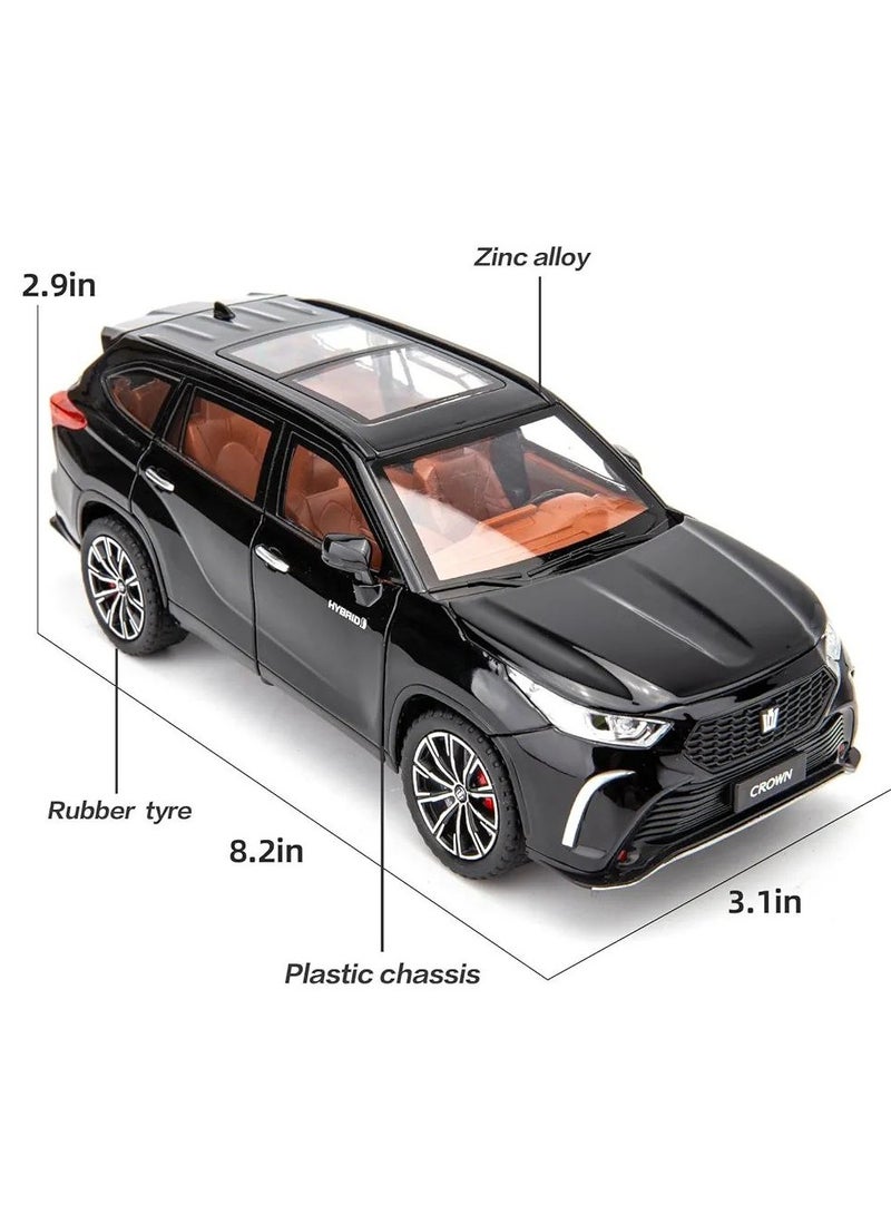 داي كاست 1:24 متوافقة مع لعبة سيارة تويوتا كراون كلوجر النموذجية، سيارة لعبة من سبائك الزنك قابلة للسحب للخلف مع صوت وإضاءة للأطفال والكبار (أسود) - Image 4