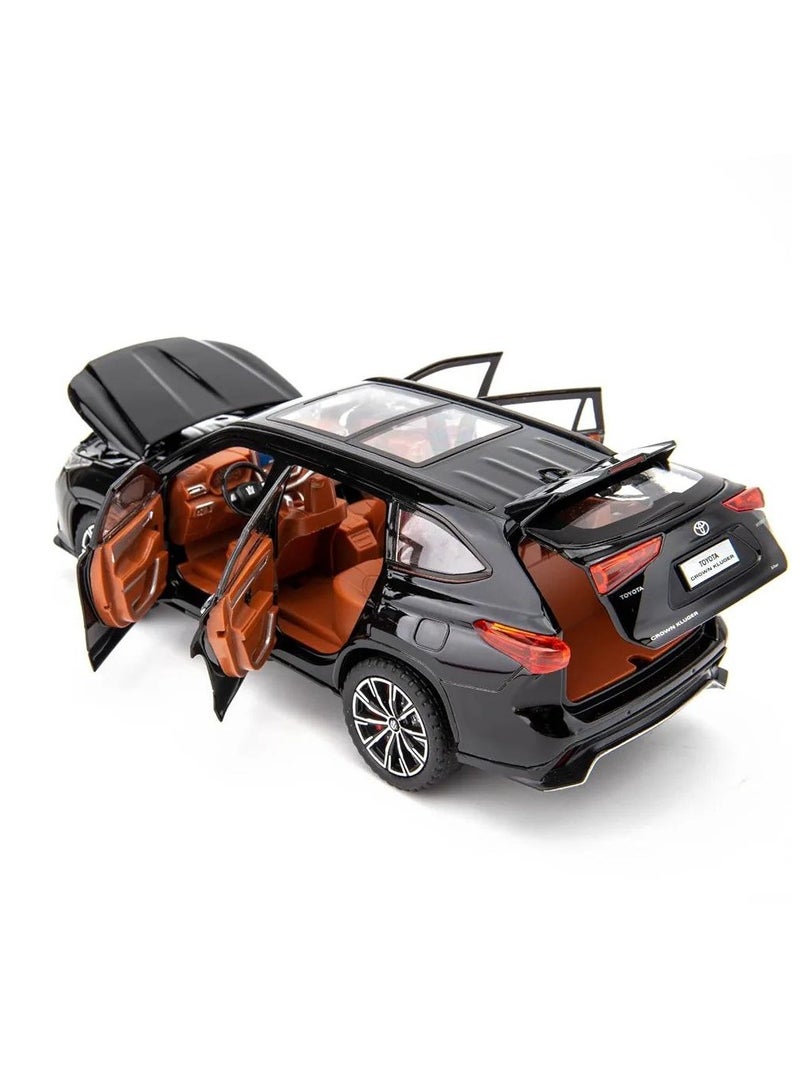 داي كاست 1:24 متوافقة مع لعبة سيارة تويوتا كراون كلوجر النموذجية، سيارة لعبة من سبائك الزنك قابلة للسحب للخلف مع صوت وإضاءة للأطفال والكبار (أسود) - Image 5