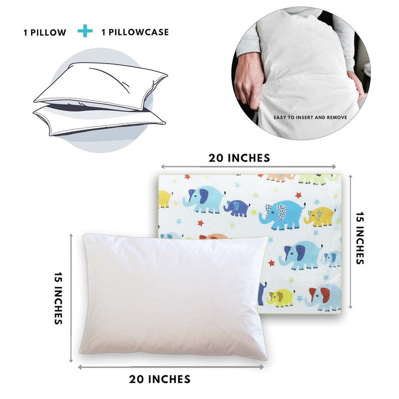 KRADYL KROFT Toddler Pillow with 100% Cotton Removable Cover - 20 X 15 Inches | Children Pillows | Baby Pillows - Cute Ellis - Image 4