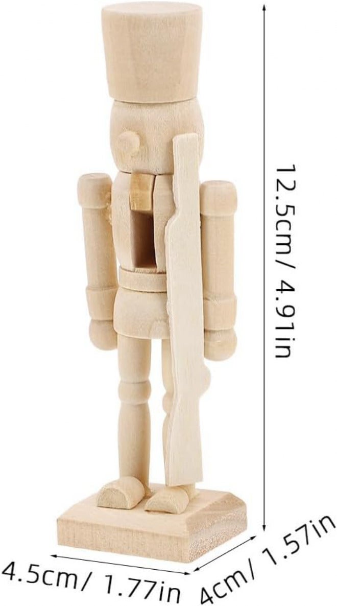6pcs 12cm Wooden Nutcracker Puppet DIY Set White Unpainted Nutcracker Soldier Dolls Christmas Tree Ornament Holiday Home Decor Random Style - Image 2
