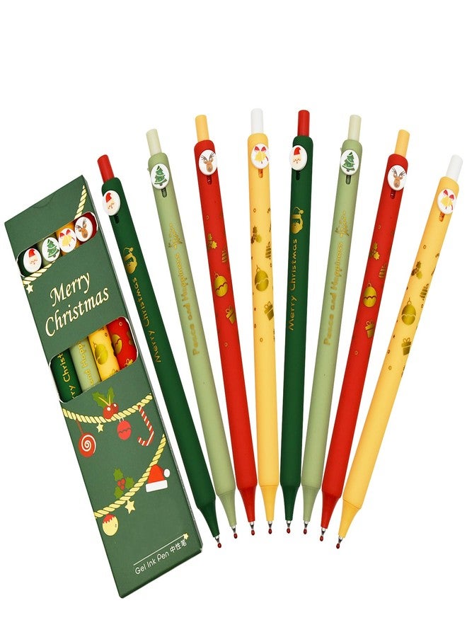 Maydahui 24 Pcs Christmas Button Pens Retractable Xmas Print Gel Pens Santa Claus Christmas Tree Reindeer Jingle Bell Pen for Stocking Stuffers Christmas New Year Home Decor - Image 1