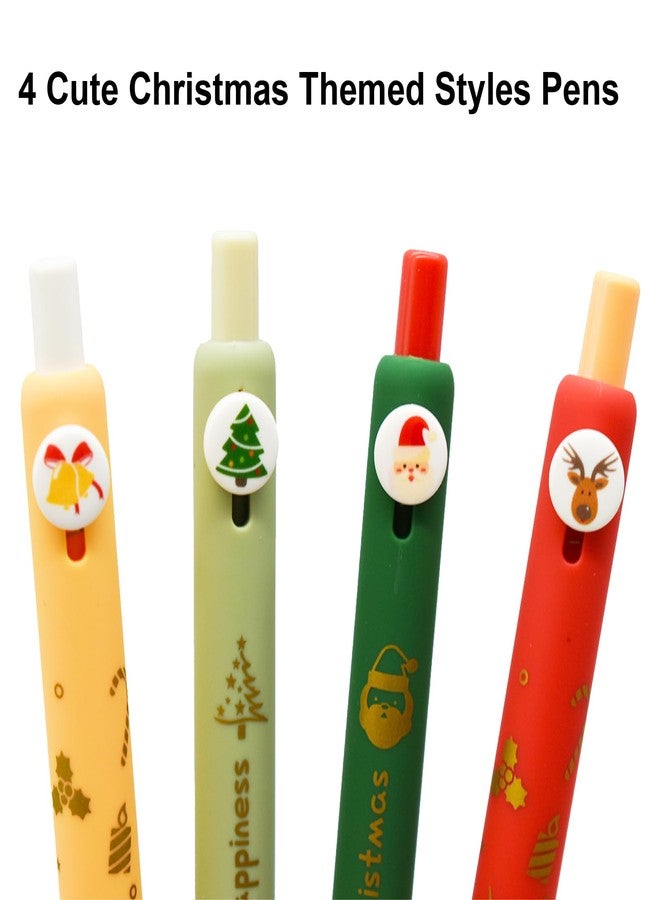 Maydahui 24 Pcs Christmas Button Pens Retractable Xmas Print Gel Pens Santa Claus Christmas Tree Reindeer Jingle Bell Pen for Stocking Stuffers Christmas New Year Home Decor - Image 5