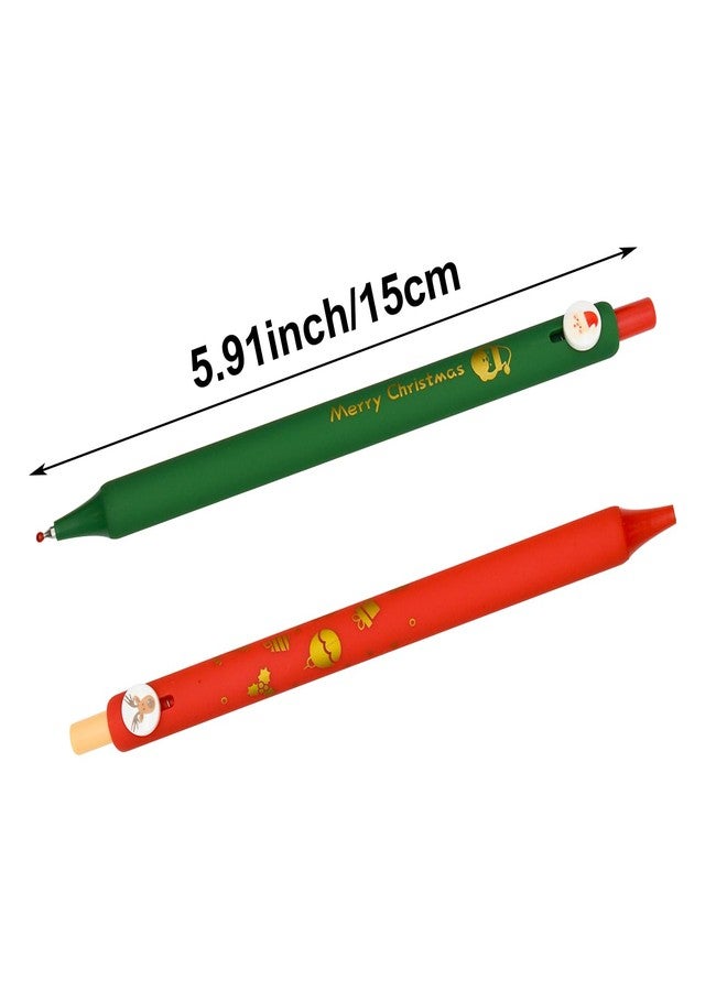 Maydahui 24 Pcs Christmas Button Pens Retractable Xmas Print Gel Pens Santa Claus Christmas Tree Reindeer Jingle Bell Pen for Stocking Stuffers Christmas New Year Home Decor - Image 2