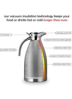 Generic Stainless Steel Thermal Carafe Double Walled Vacuum Insualted Coffee Tea Pot With Lid,Insualted Pitcher Jug,Vacuum Flask Hot Water Bottle,12 Hour Cold & Heat Retention 2 Liter (Red)  - Image 4