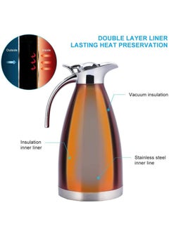 Generic Stainless Steel Thermal Carafe Double Walled Vacuum Insualted Coffee Tea Pot With Lid,Insualted Pitcher Jug,Vacuum Flask Hot Water Bottle,12 Hour Cold & Heat Retention 2 Liter (Red)  - Image 2