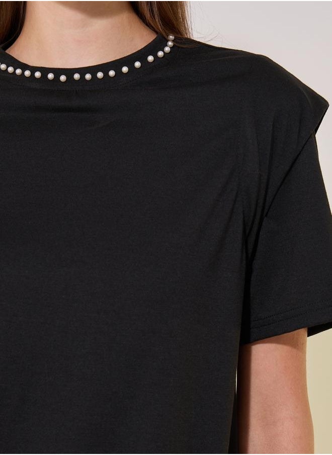 Take Two Faux Pearl Embellished Round-Neck T-Shirt  - Image 5