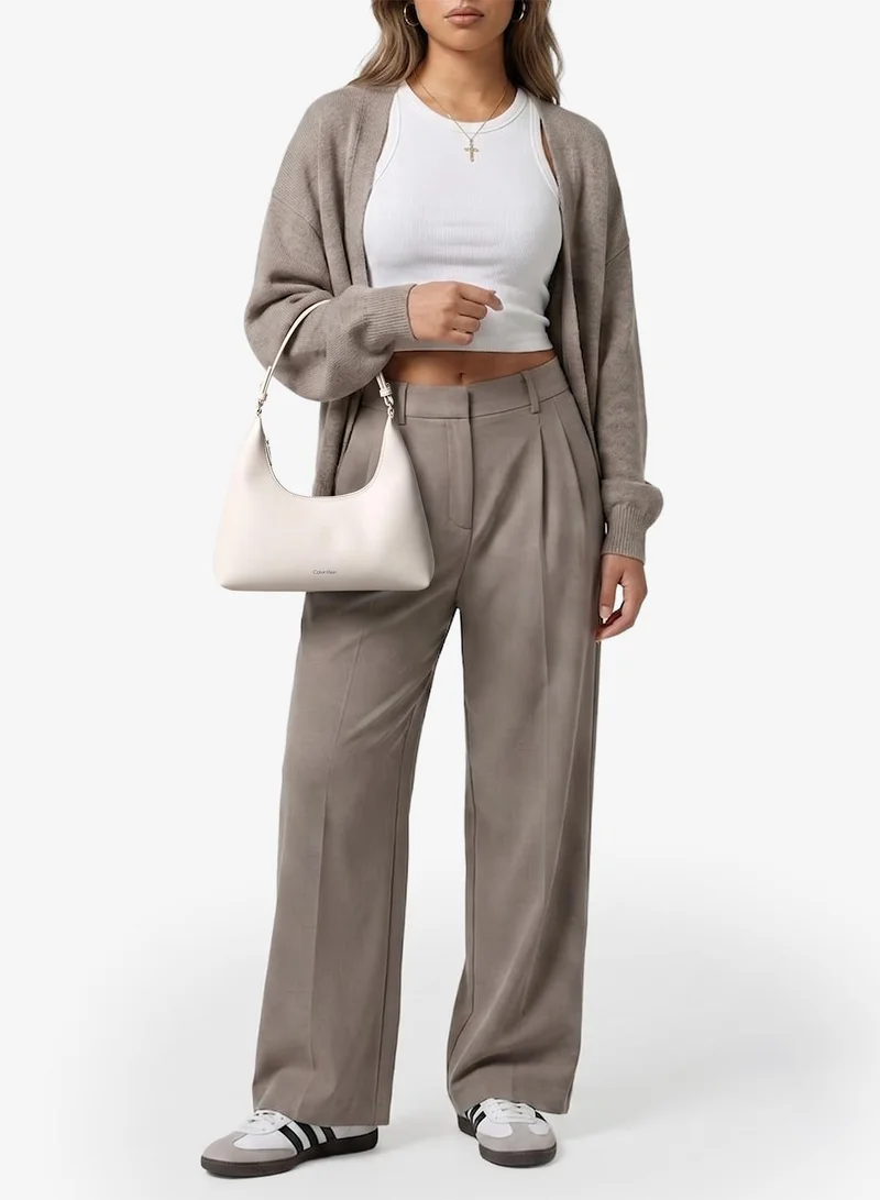 Calvin Klein White Alyssum Convertible Foil Logo Shoulder Bag for Women | Best Price UAE