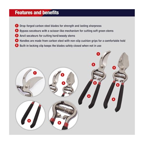 Spear  Jackson Spear & Jackson CUTTINGSET8 Traditional Bypass & Anvil Pruner/Secateur Set - Image 2