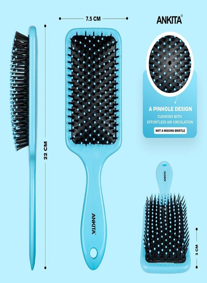 Ankita Flat Hair Brush|Paddle Brush with Strong and Flexible soft Bristles|For Grooming, Straightening, Smoothing, Detangling Hair, Ideal for Men & Women (144 C) - Image 5