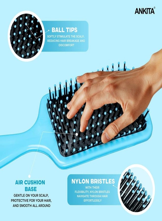 Ankita Flat Hair Brush|Paddle Brush with Strong and Flexible soft Bristles|For Grooming, Straightening, Smoothing, Detangling Hair, Ideal for Men & Women (144 C) - Image 3