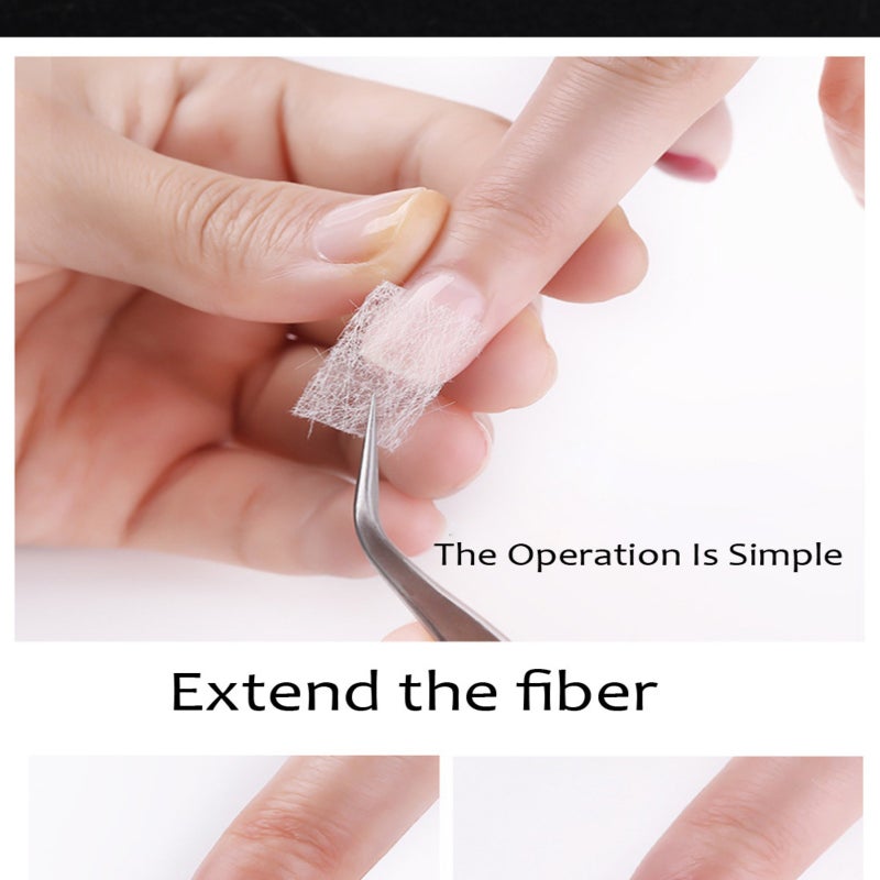 Nail fiber extension sheet, fake nail, glass fiber silk, paper holder, phototherapy extension fabric 5PC - Image 2