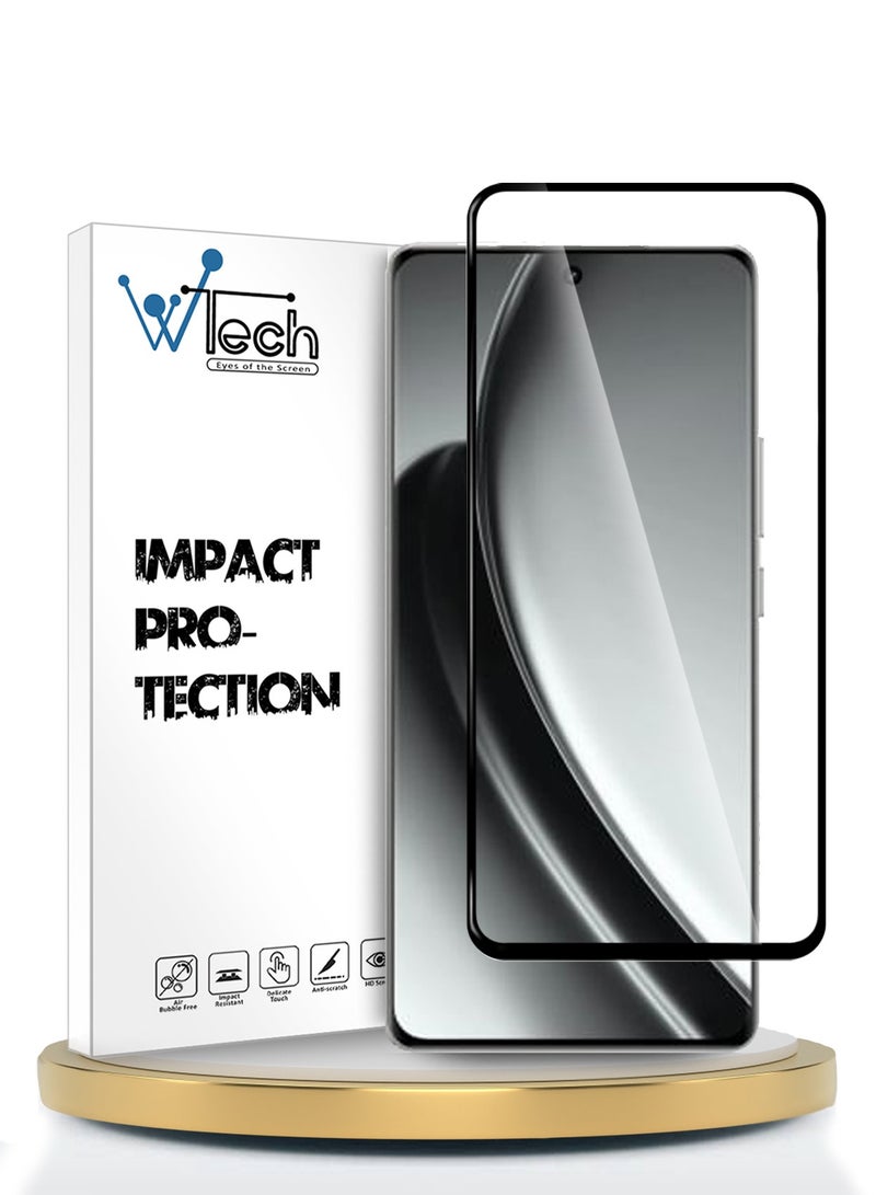 Wtech Realme GT 6 5G 2024 Premium E2E Full Glue Full Cover Tempered Glass Screen Protector (MSGECN) - Clear/Black - Image 1