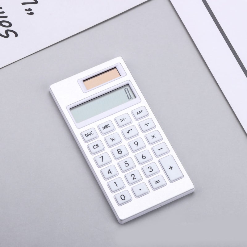 Solar Portable Calculator Simple INS Style White 12 Basic Standard Calculator for Student School Businessiness White - Image 4