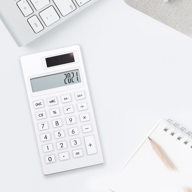 Solar Portable Calculator Simple INS Style White 12 Basic Standard Calculator for Student School Businessiness White - Image 3