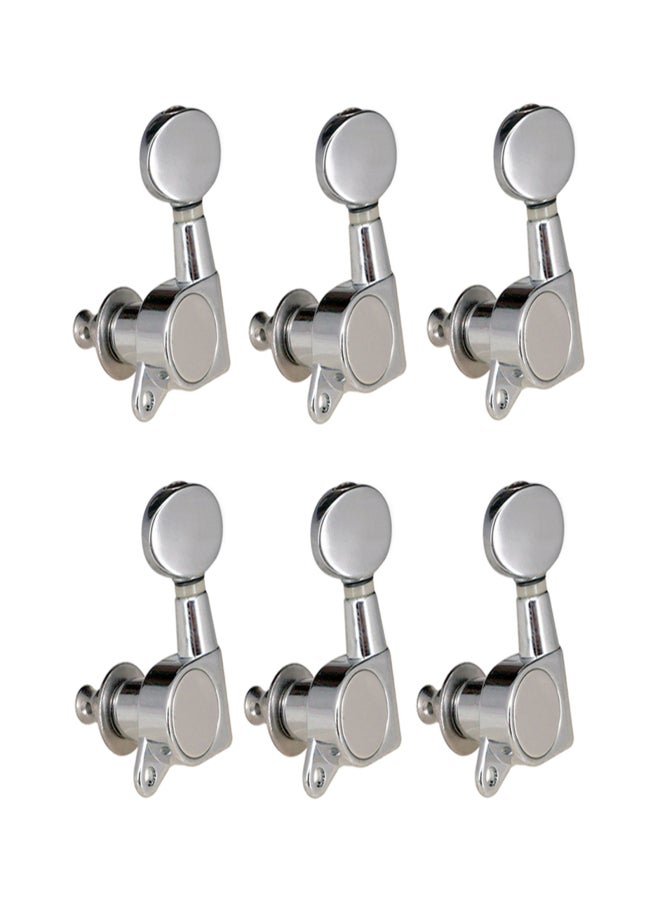 Guitar String Tuning Pegs Tuning Machines Sealed Machine Heads Grover Tuners Tuning Keys Oval Button 6 Left for Electric Guitar or Acoustic Guitar Chrome Silver - Image 1