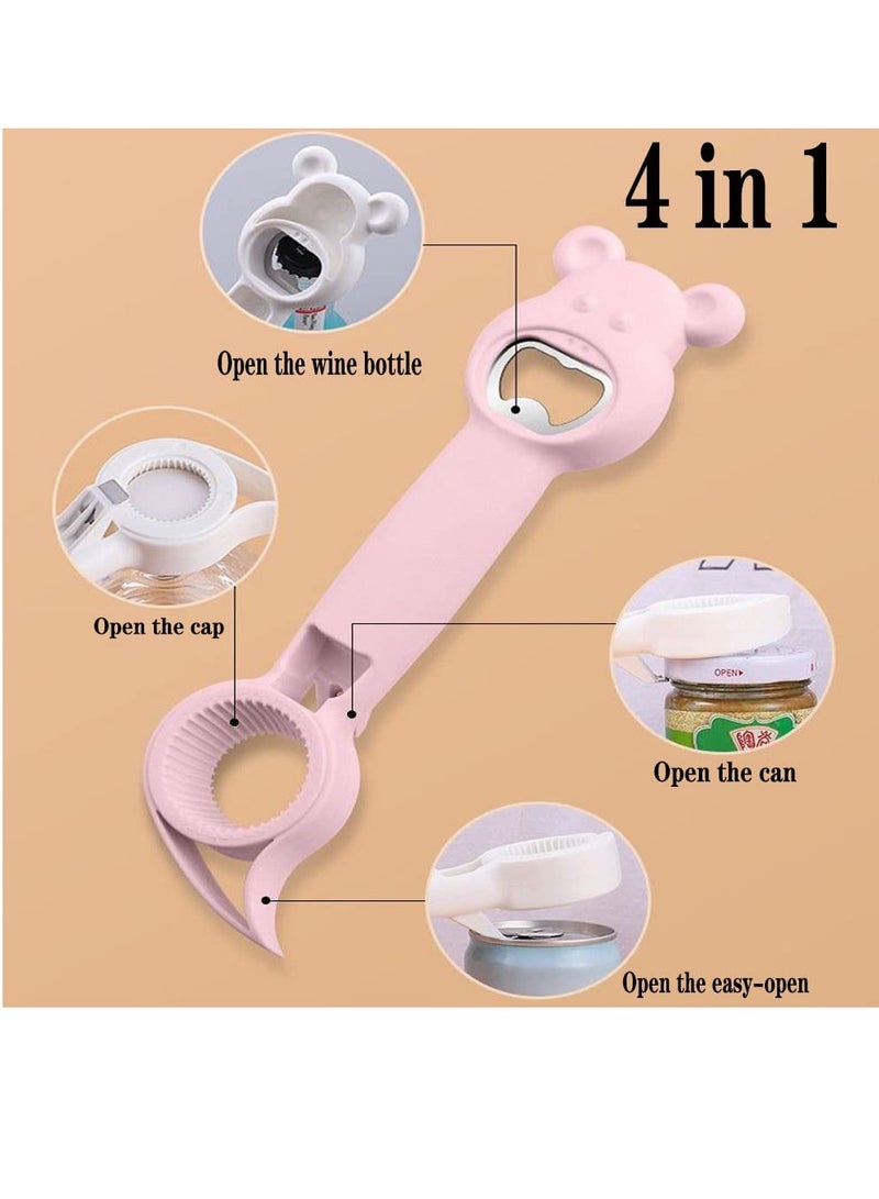 SYOSI فتاح علب 4 قطع فتاح برطمان 4 في 1 فتاح علب متعدد الوظائف فتاح زجاجات أداة مطبخ متعددة فتاح زجاجات لحماية الأظافر للأطفال وكبار السن وجرار الجيلي وزجاجات البيرة وغيرها - Image 2