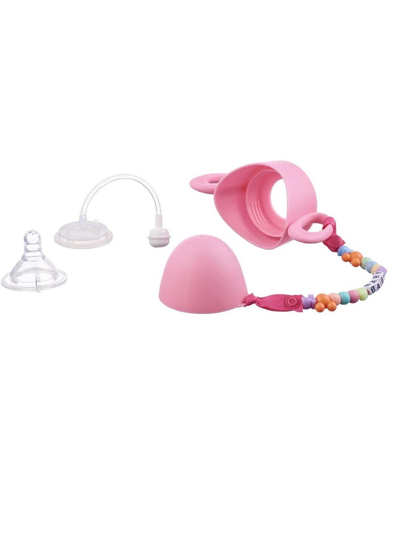 فيش زجاجة رضاعة ليتل فيش  مقابض وسلسلة، سعة 210 مل - بينك - Image 3