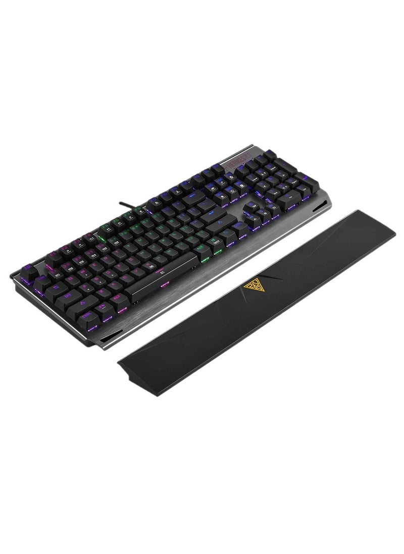 GAMDIAS - Mechanical RGB Gaming keyboard , HERMES P1 , classic premium mechanical keyboard that provides comfort and execution , with a detachable wrist rest, 16.8 million colors with fully customizable lighting effect , for office , home and PC - Image 1