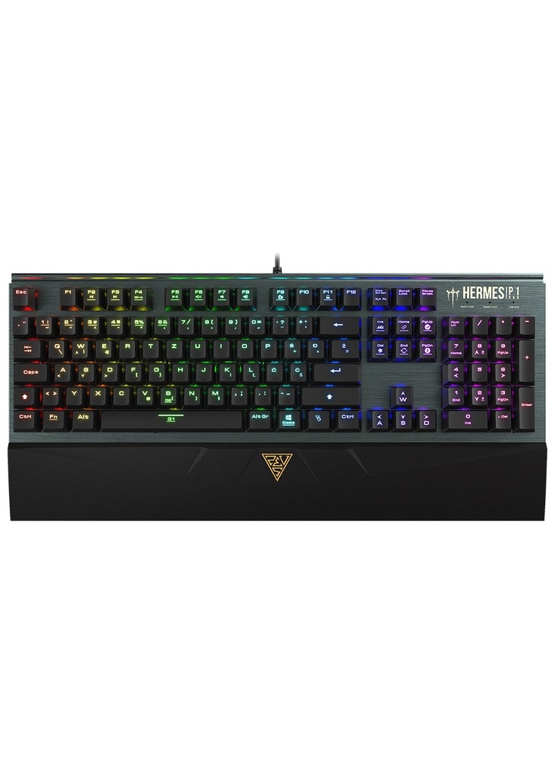 GAMDIAS - Mechanical RGB Gaming keyboard , HERMES P1 , classic premium mechanical keyboard that provides comfort and execution , with a detachable wrist rest, 16.8 million colors with fully customizable lighting effect , for office , home and PC - Image 1
