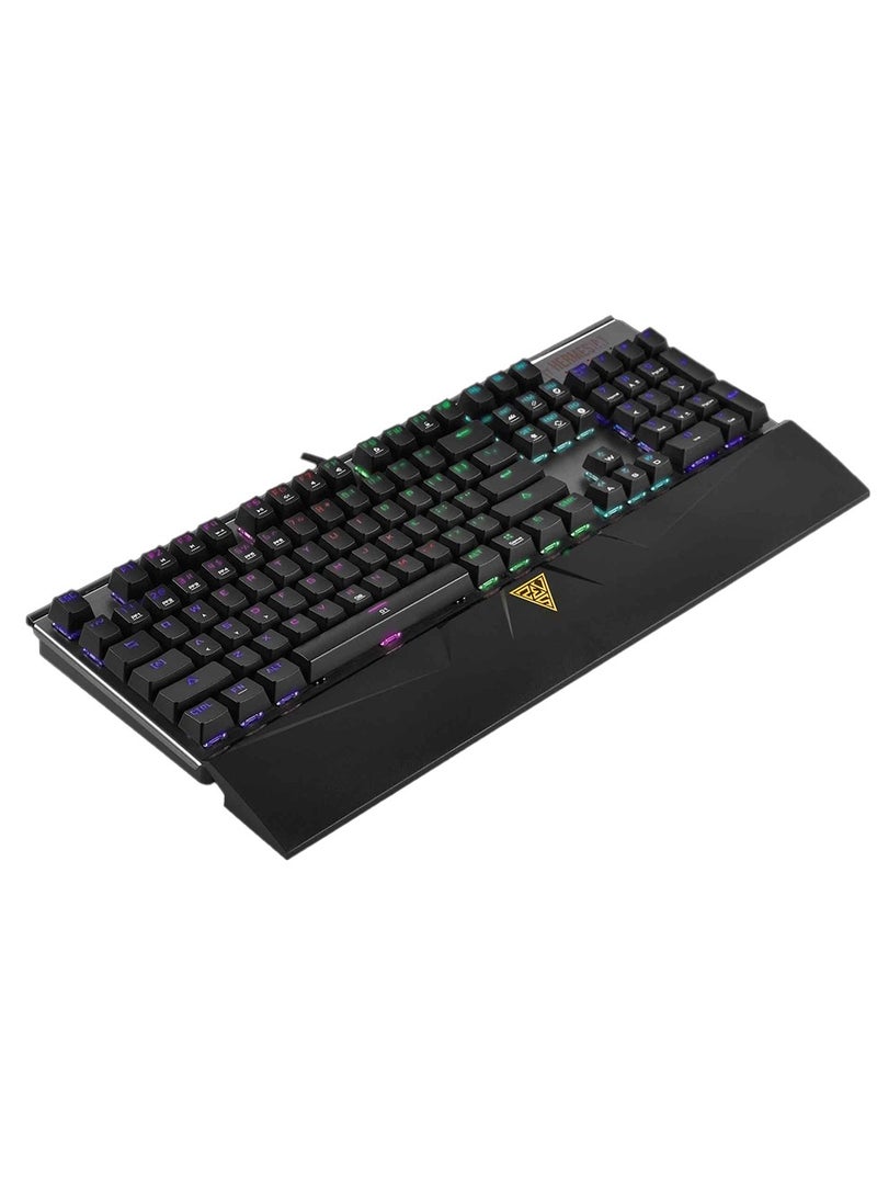 GAMDIAS - Mechanical RGB Gaming keyboard , HERMES P1 , classic premium mechanical keyboard that provides comfort and execution , with a detachable wrist rest, 16.8 million colors with fully customizable lighting effect , for office , home and PC - Image 1