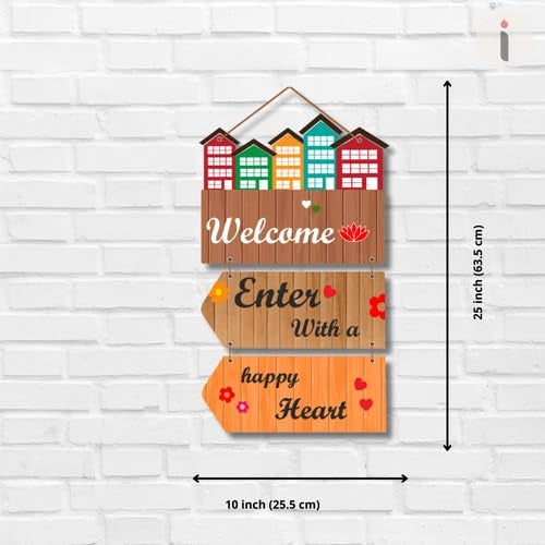 Art Monk Enter With Happy Heart Wall Hanging item for Living Room Bedroom Home Decor Gifts Quotes Decor Item Wall Art For Hall Mdf Wall Decoration - Image 5