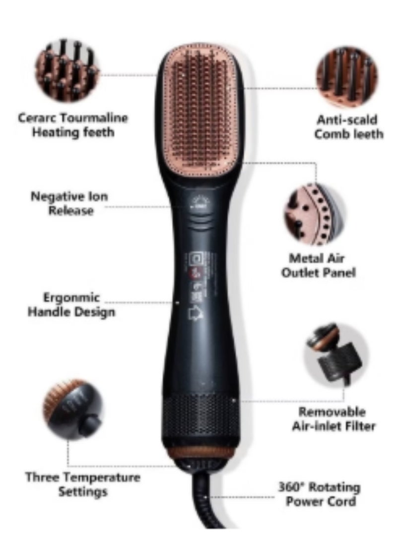 JOY CARE Premium Professional Ceramic Hair Dryer And Hair Styler 2 In 1 Black/Beige  - Image 2