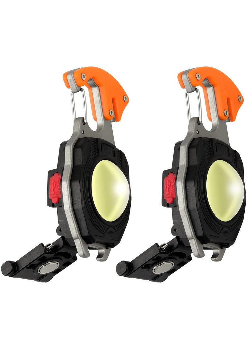 BGM Mini Portable Work Light 800 Lumen Rechargeable Torch Keyring Inspection Lights with Bottle Opener, Magnetic Base, for Camping/Repairing/Emergency (2 Pieces) - Image 1