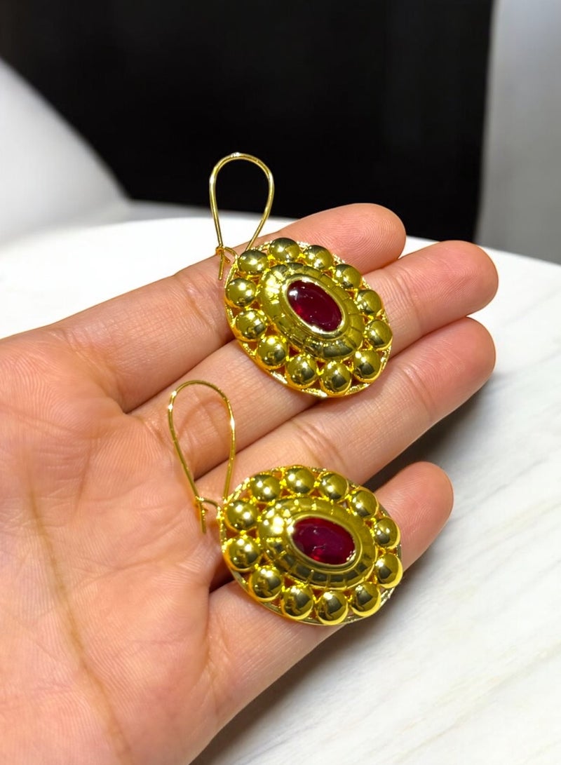 Dangle Charms Stylish & Elegant Gold Plated Earrings For Women - Image 2