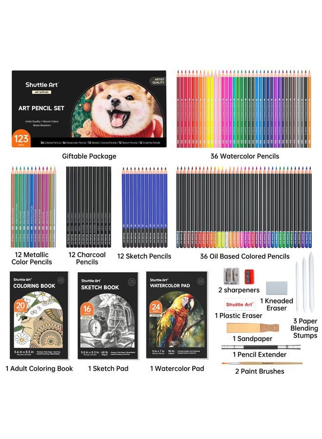 Shuttle Art Professional Drawing Kit, 123 Pieces of Drawing Pencils Set Includes Colouring Pencils, Watercolor, Charcoal, Graphite and Sketch, Ideal for Adults Children Artists - Image 3