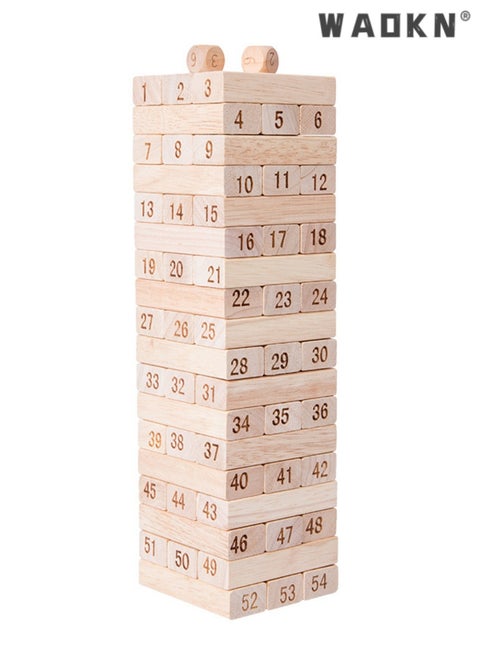 Enchanting Wooden Building Blocks Stacking Board Game for Kids - A Fun-Filled Educational Adventure with 54 Durable Pieces for Creative Construction and Spatial Reasoning Skills Development