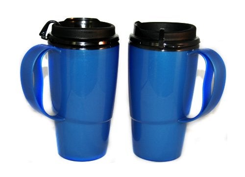 GAMA Electronics 2 Insulated ThermoServ Coffee Mugs 16 oz. Blue - Image 1